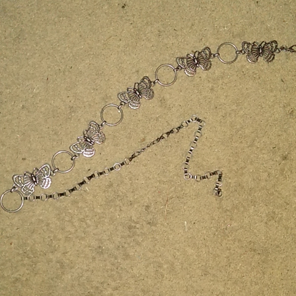 Womans Metal silver butterfly belt